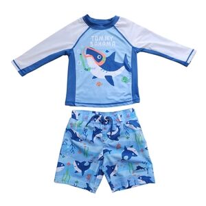 Tommy Bahama Boys Shark Rashguard & Swim Trunks Set - Size 2T